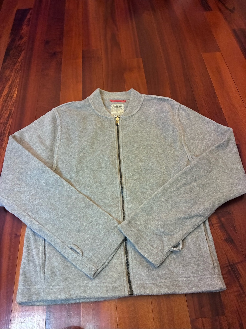 Timberland Men’s Light Gray Zip-Up Fleece Sweater Jacket size Large